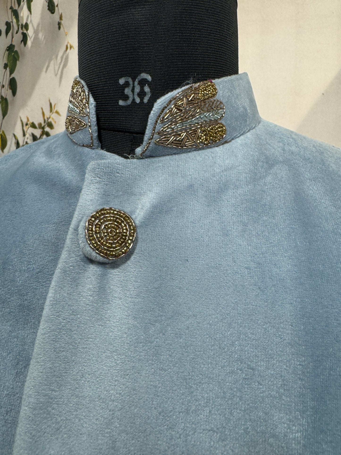 Premium Powder Blue Men's Koti | Embellished Dragonfly Motif Nehru Jacket
