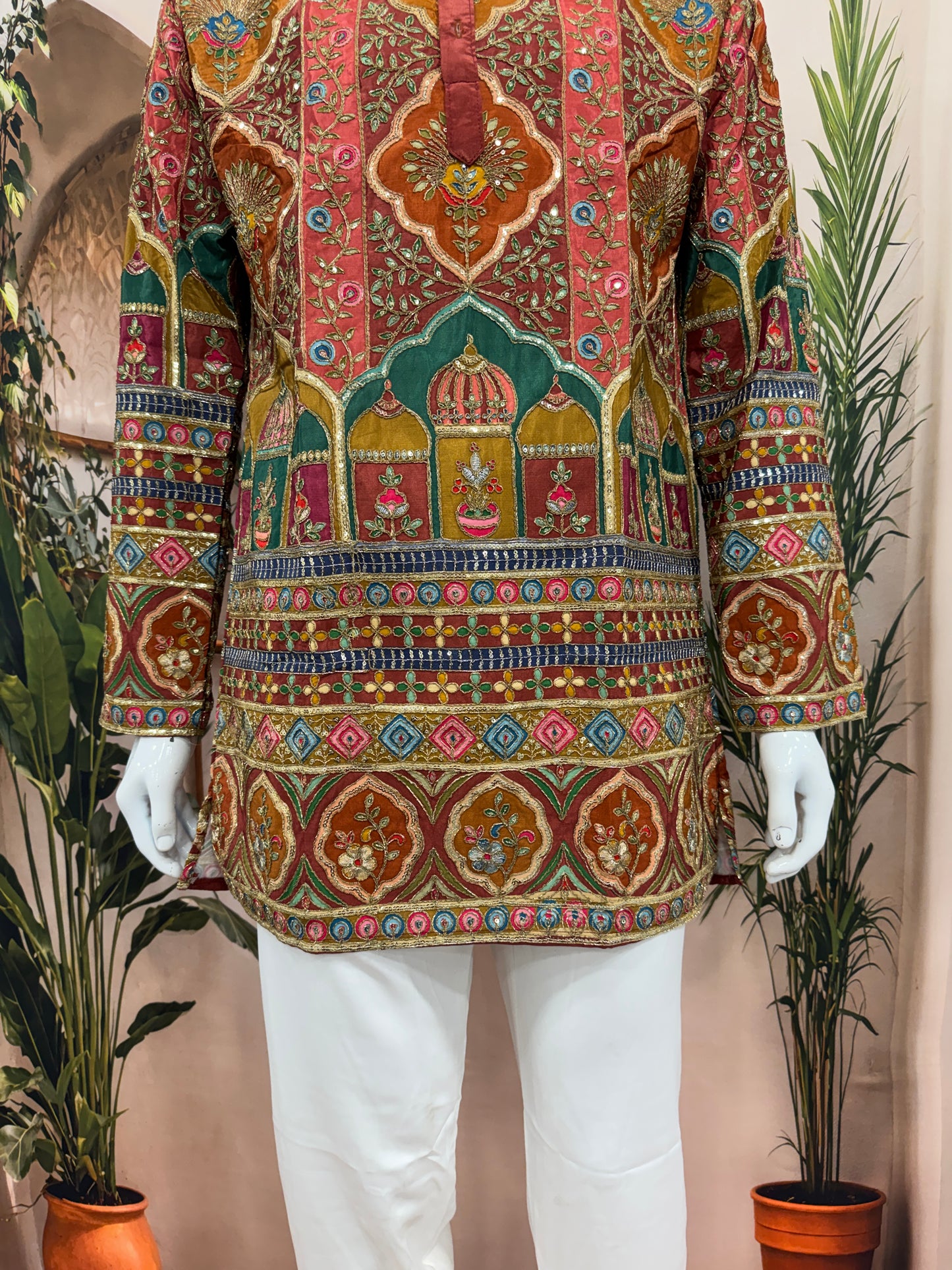 Royal Maroon Heritage Arch Men's Kurta