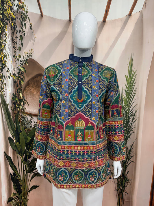Vibrant Multi-Color Heritage Arch Men's Kurta