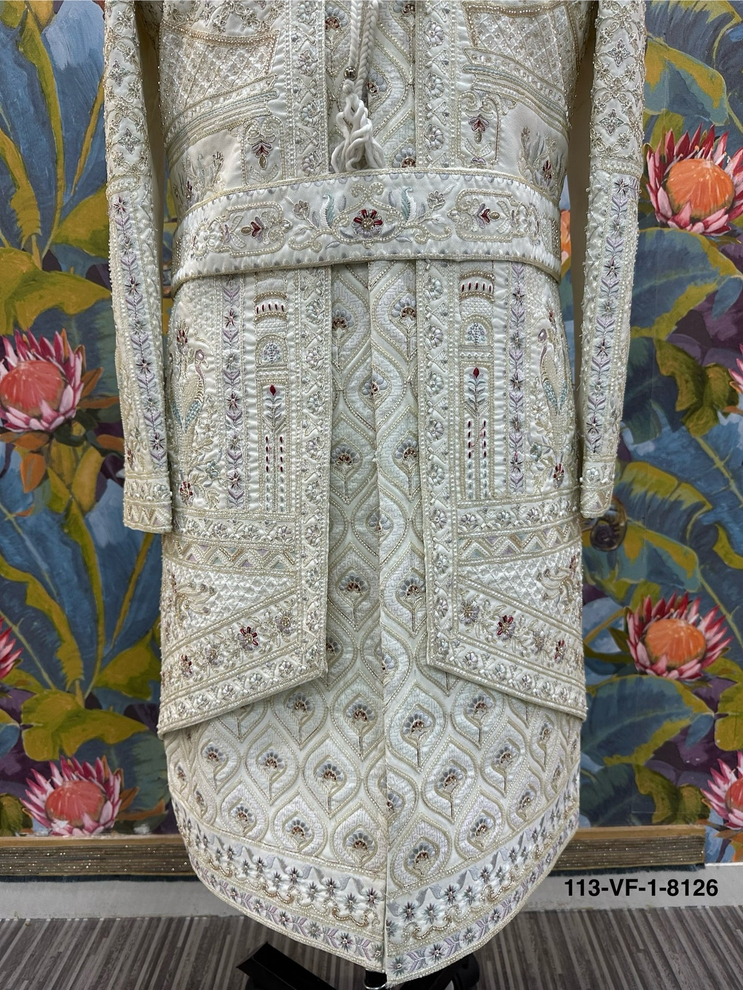 Premium White Royal Embroidered Sherwani | Devine Touch | Free Pants & Juti | Kavlee