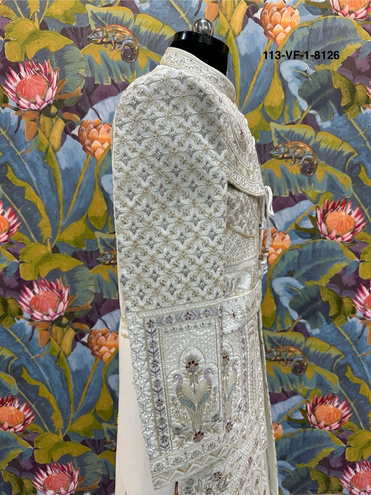 Premium White Royal Embroidered Sherwani | Devine Touch | Free Pants & Juti | Kavlee