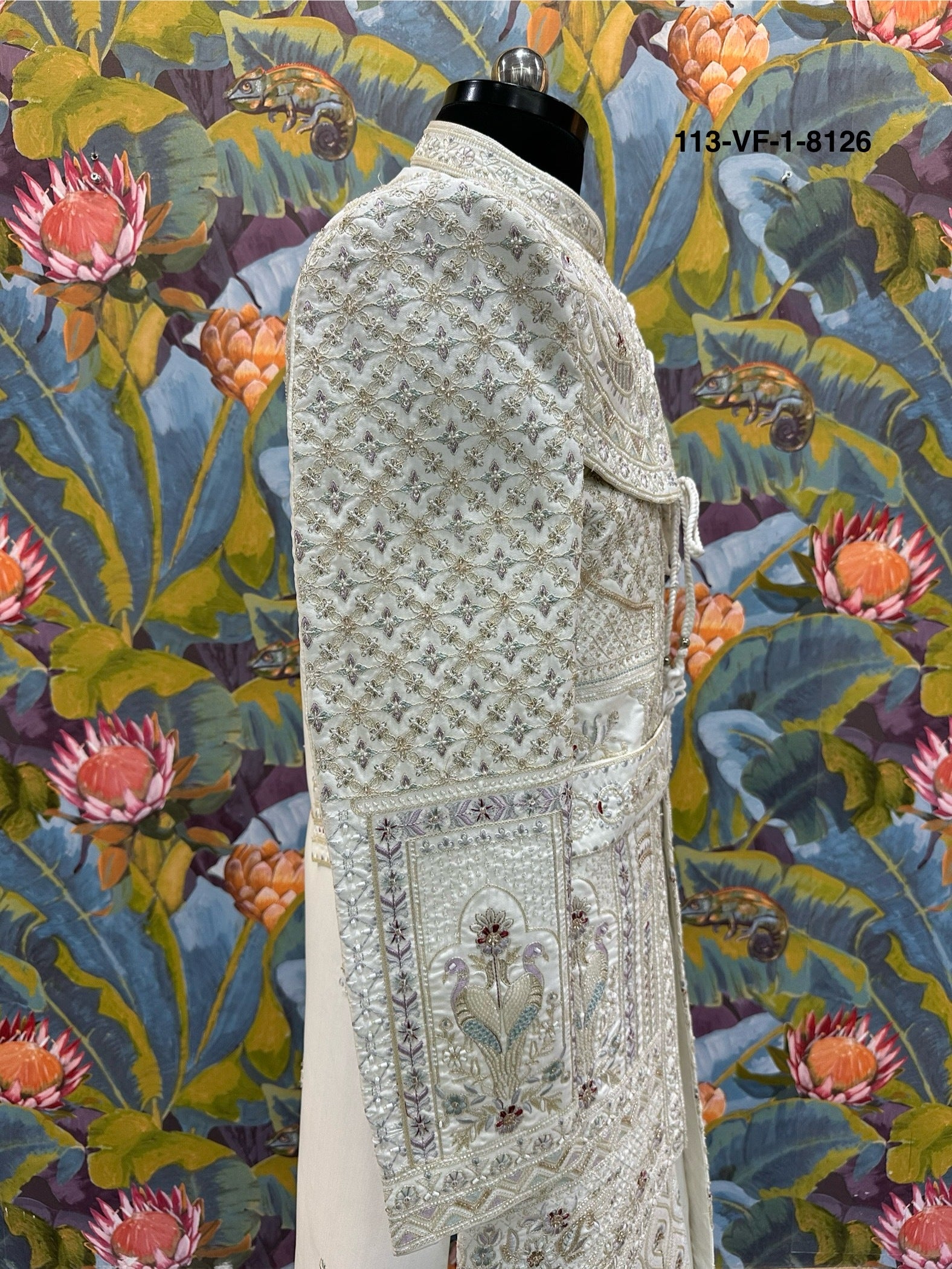 Premium White Royal Embroidered Sherwani | Devine Touch | Free Pants & Juti | Kavlee