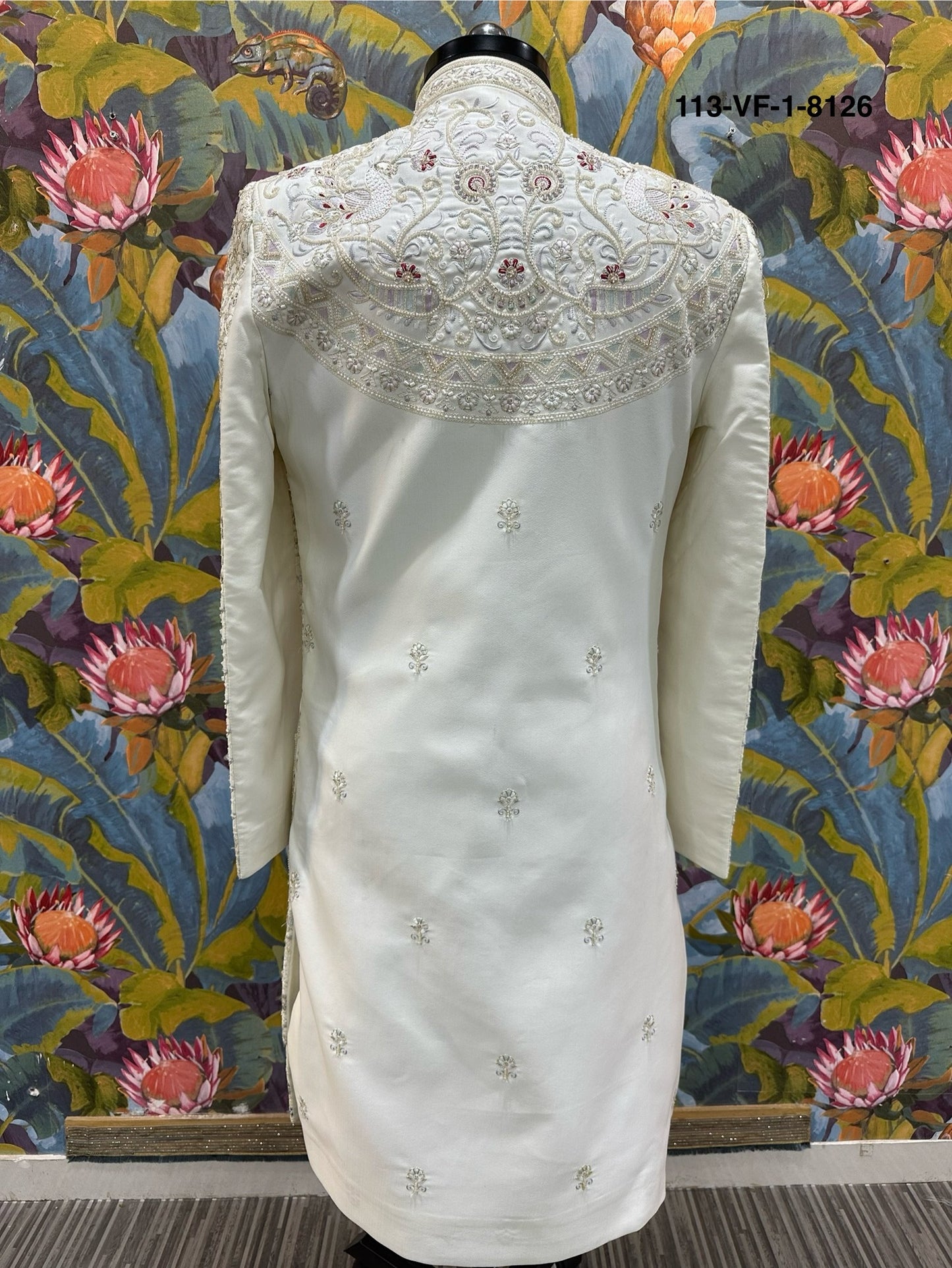Premium White Royal Embroidered Sherwani | Devine Touch | Free Pants & Juti | Kavlee