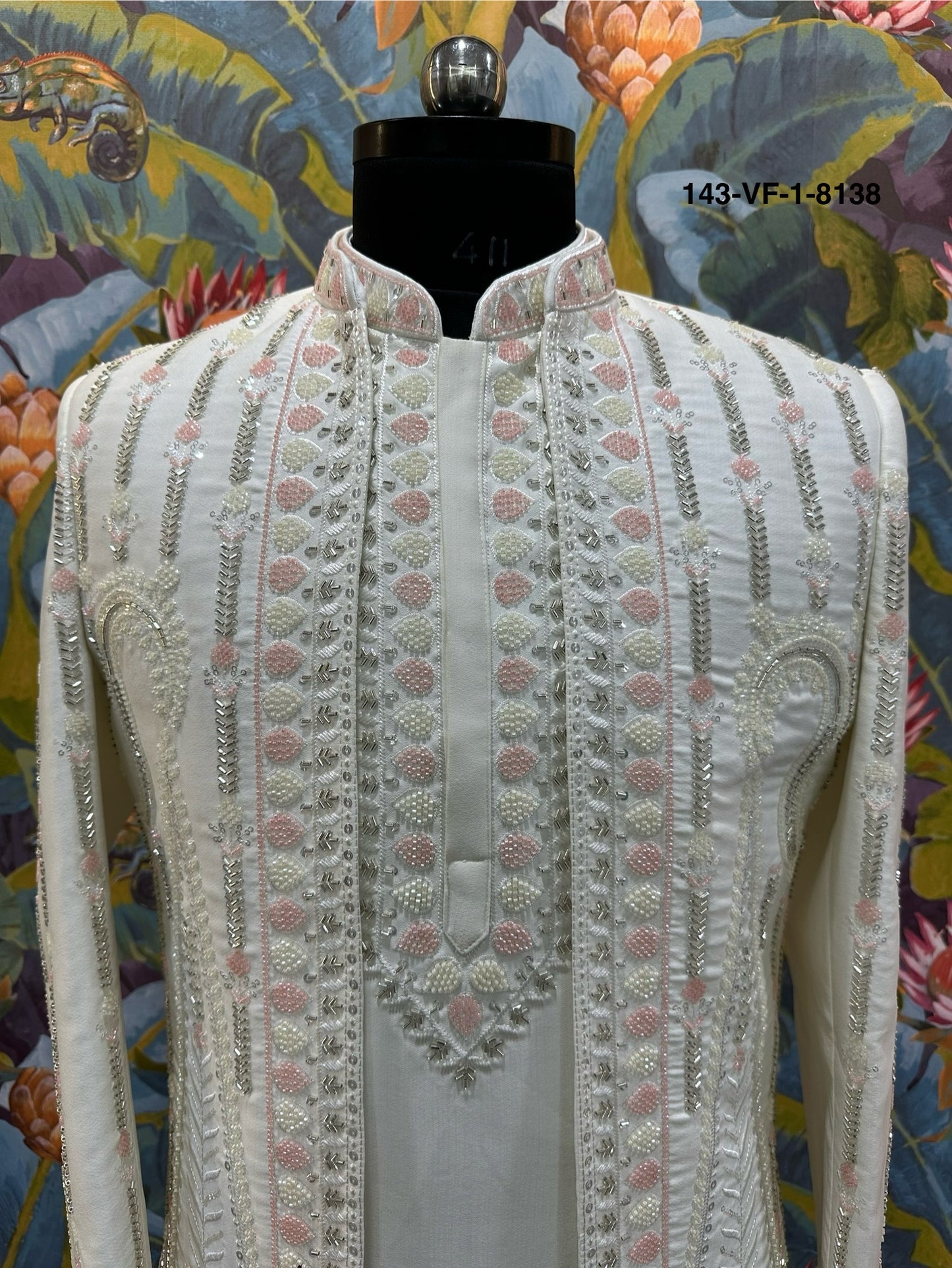 Premium Cream Pearl & Sequin Embroidered Suit | Devine Touch | Free Pants | Kavlee