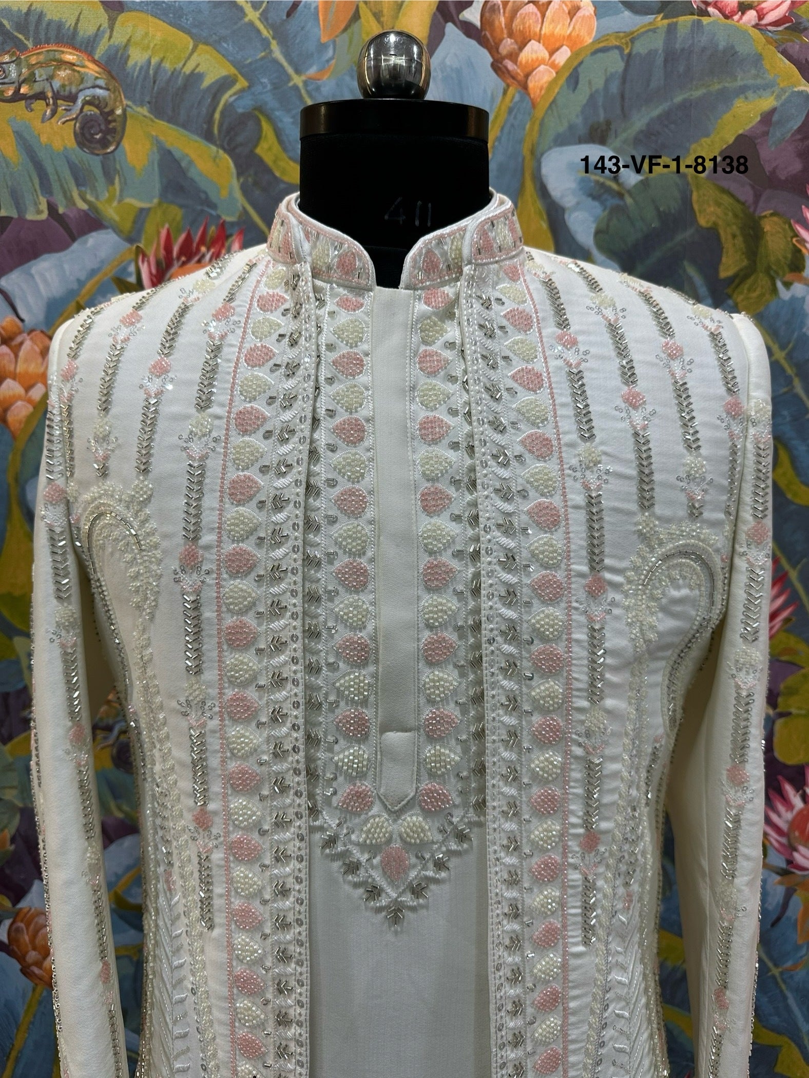 Premium Cream Pearl & Sequin Embroidered Suit | Devine Touch | Free Pants | Kavlee