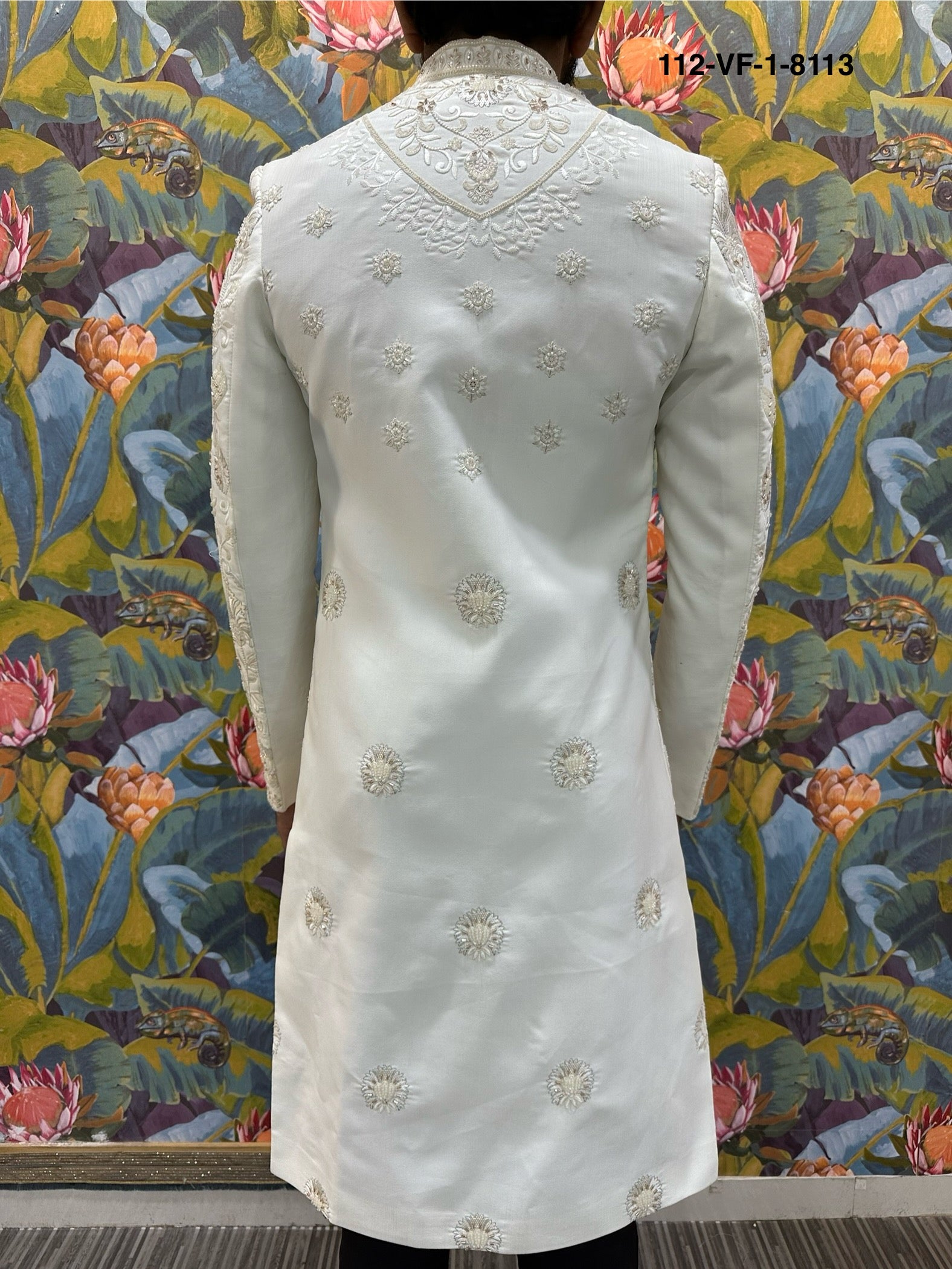 Men Premium Cream Heavy Embroidered Sherwani Fabric with Free Pant – Unstitched Wedding Wear