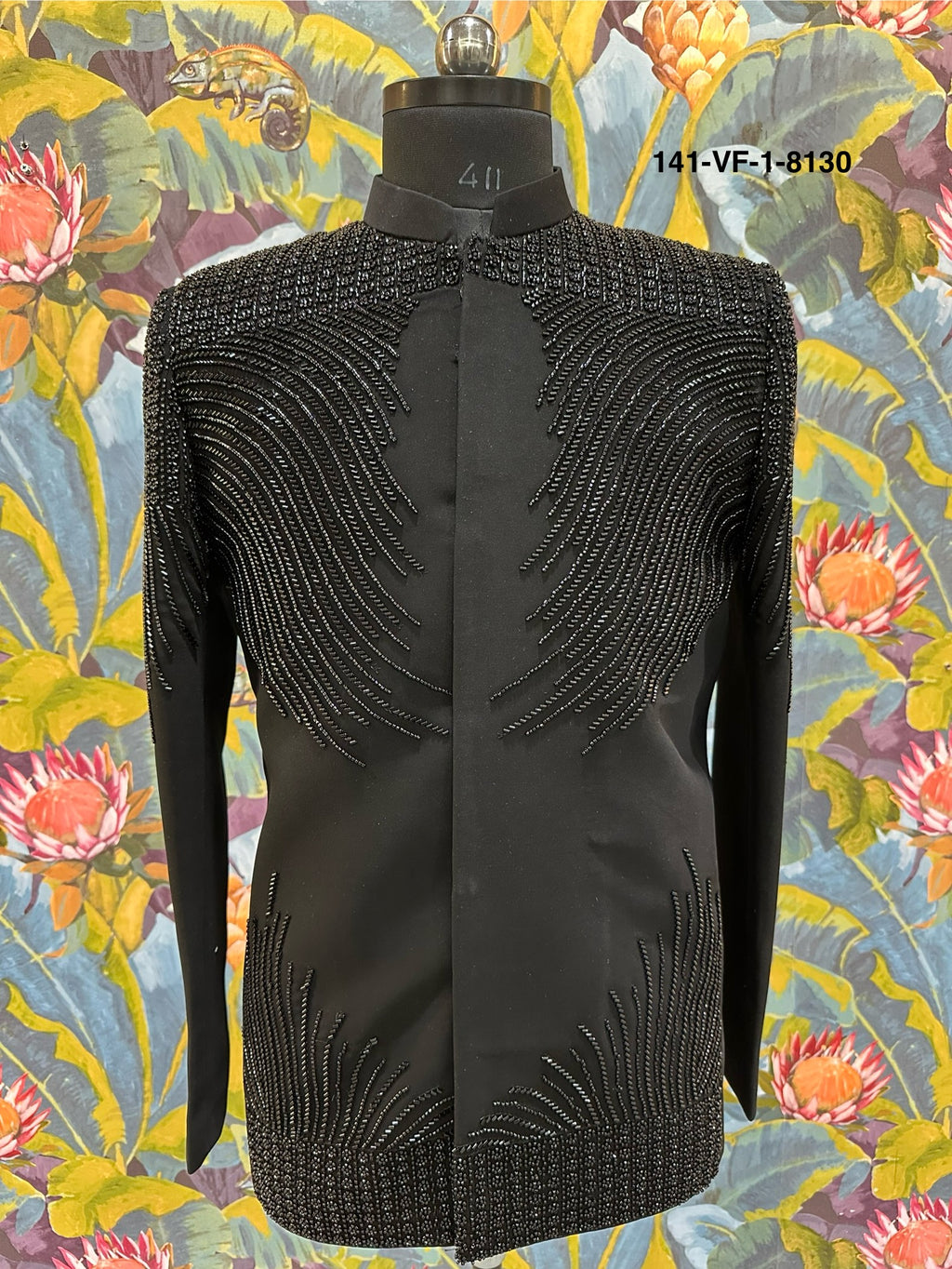 Men Premium Black Heavy Embroidered Sherwani Fabric with Free Pant – Unstitched Designer Wear