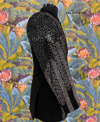 Premium Black Sequin Party Suit | TR Lachka Fabric | Free Pants | Kavlee