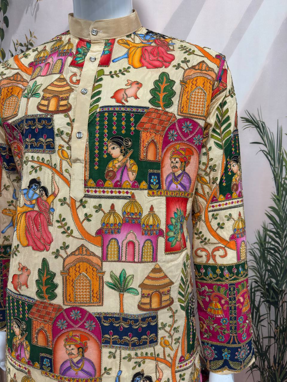 Premium Heritage Position Print Kurta for Men | Embroidered Festive Wear