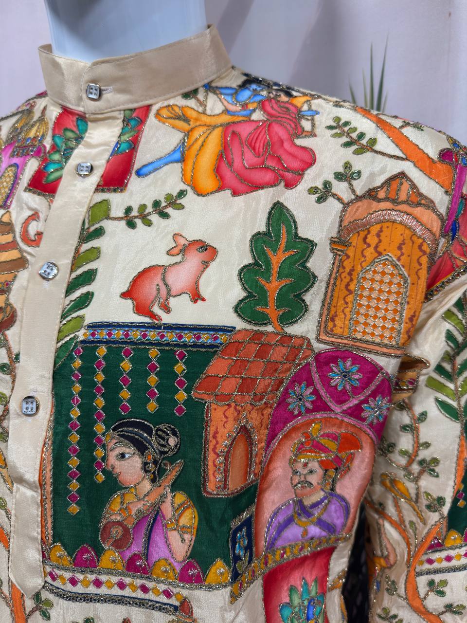 Premium Heritage Position Print Kurta for Men | Embroidered Festive Wear