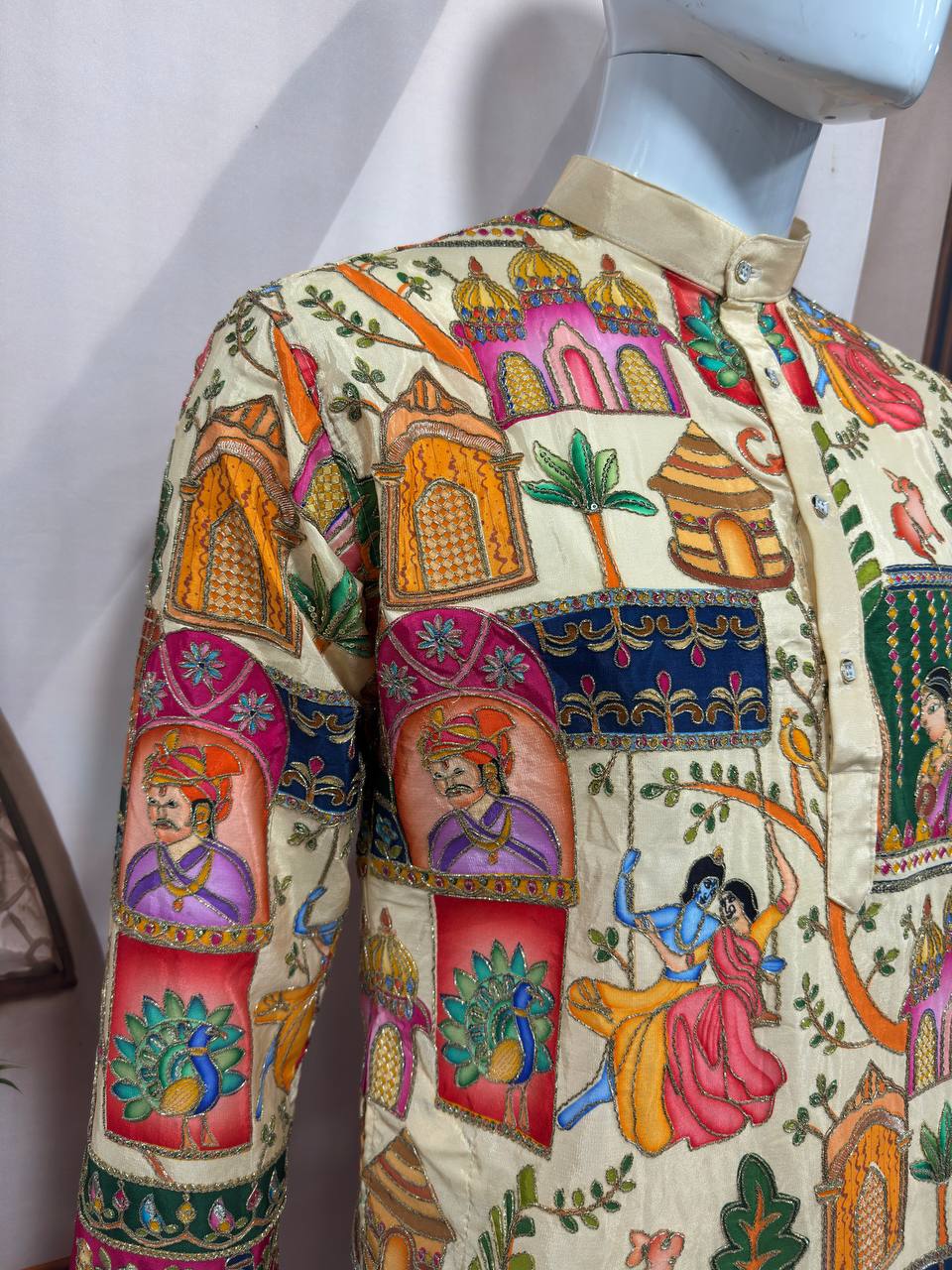 Premium Heritage Position Print Kurta for Men | Embroidered Festive Wear