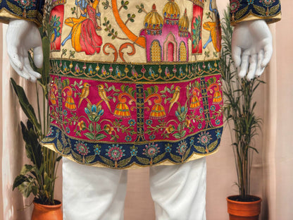 Premium Heritage Position Print Kurta for Men | Embroidered Festive Wear