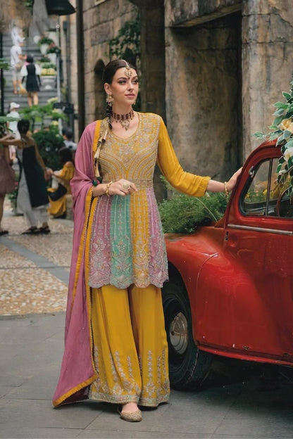 Premium Heavy Embroidered Peplum Sharara Suit - 3 Colors | Kavlee