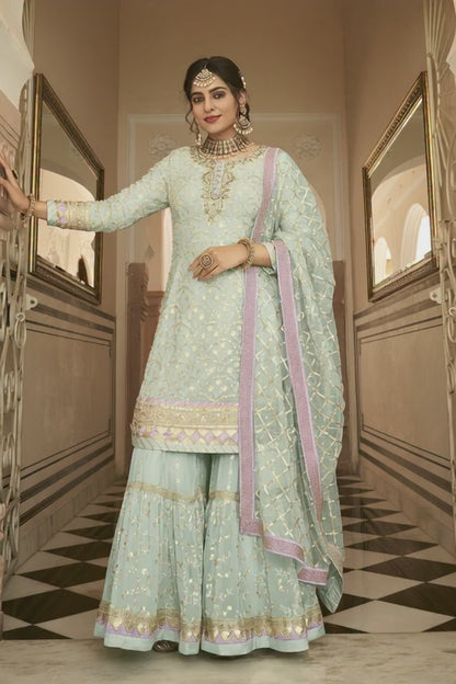 Light Purple Embroidered Sharara Suit for Women | Kavlee