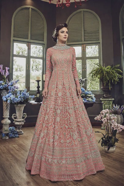 Beautiful Bottle Green Golden Embroidered Party Gown – 10501Beautiful Bottle Green Golden Embroidered Party Gown – 10501