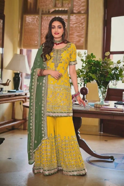 Heavy Embroidered Designer Sharara Suit | Luxury Festive Wear | Kavlee