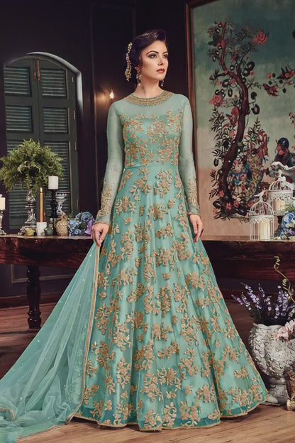 Premium Mustard Yellow Embroidered Unstitched Gown - 10500 B
