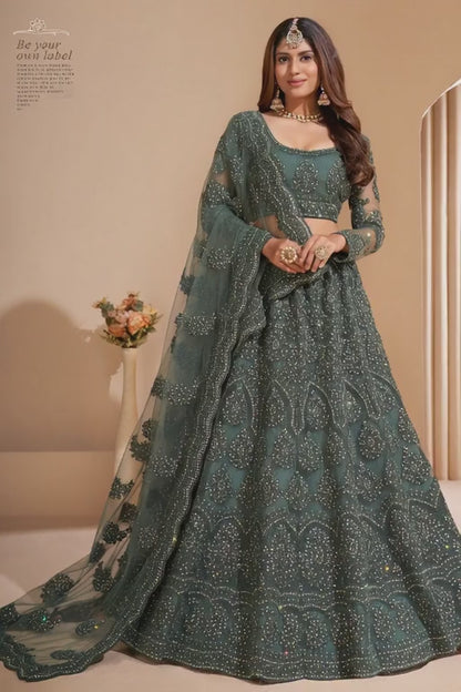 Kavlee Traditional Wine Velvet Bridal Lehenga with Gold Embroidery